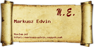 Markusz Edvin névjegykártya